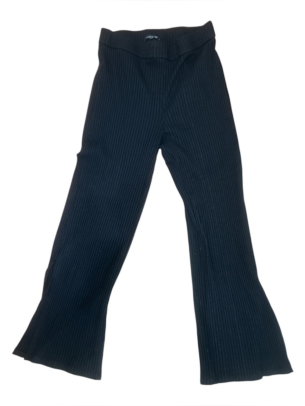EILEEN FISHER Women's Rib Knit Wide Leg ankle Pants Medium Black Textured split